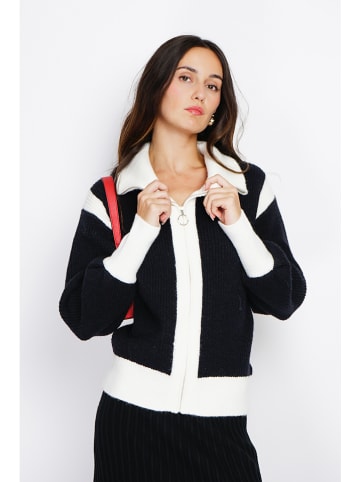 ASSUILI Cardigan in Schwarz/ Weiß
