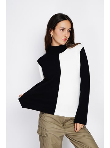 ASSUILI Pullover in Schwarz/ Weiß