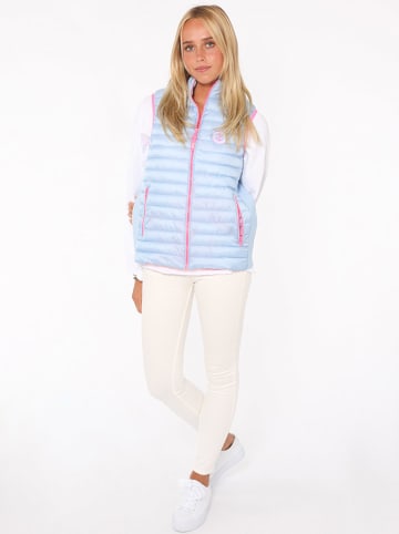 Zwillingsherz Doorgestikte bodywarmer "Moin" lichtblauw/roze