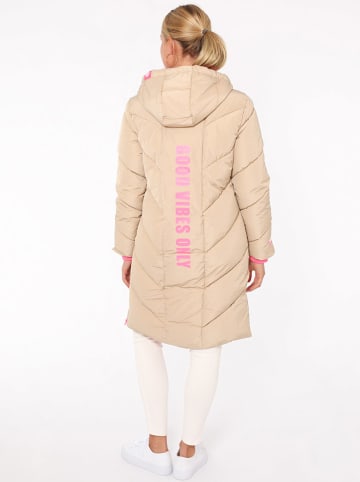 Zwillingsherz Steppmantel "Good Vibes Only" in Beige/ Rosa