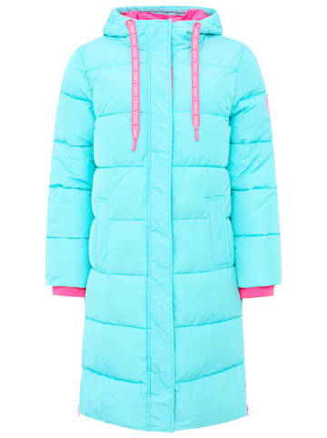 Zwillingsherz Doorgestikte mantel "Smile Everyday" turquoise/roze