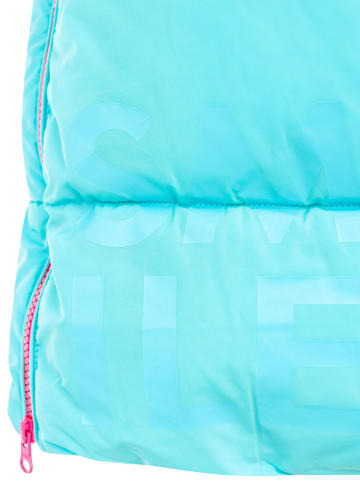 Zwillingsherz Doorgestikte mantel "Smile Everyday" turquoise/roze