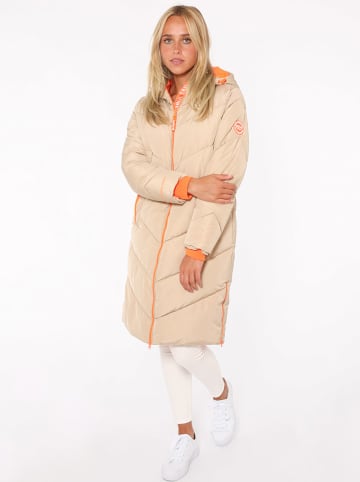 Zwillingsherz Steppmantel "Positive Mind" in Beige/ Orange