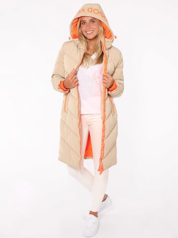 Zwillingsherz Steppmantel "Positive Mind" in Beige/ Orange
