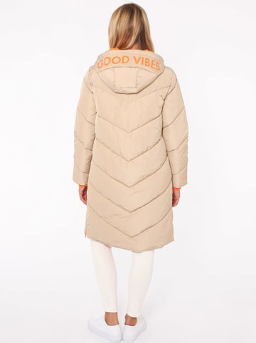 Zwillingsherz Steppmantel "Positive Mind" in Beige/ Orange