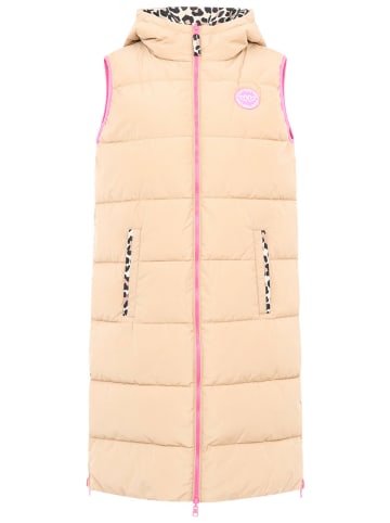 Zwillingsherz Omkeerbare bodywarmer "Leopard" beige/zwart