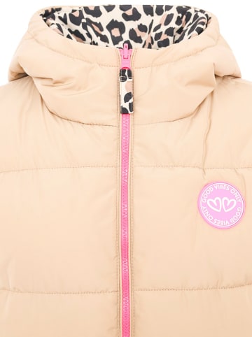 Zwillingsherz Omkeerbare bodywarmer "Leopard" beige/zwart