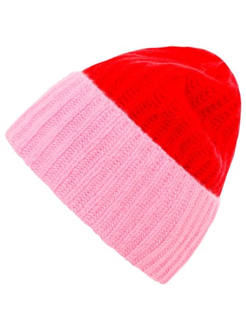 Zwillingsherz Kaschmir-Mütze in Pink/ Rot