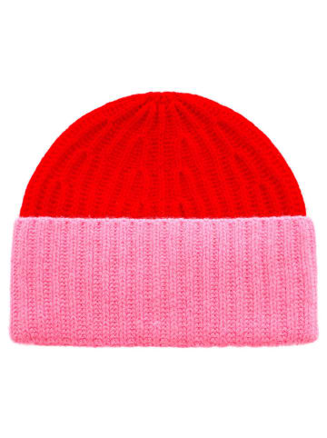 Zwillingsherz Kaschmir-Mütze in Pink/ Rot