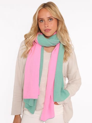 Zwillingsherz Kaschmir-Schal in Türkis/ Pink - (L)180 x (B)45 cm