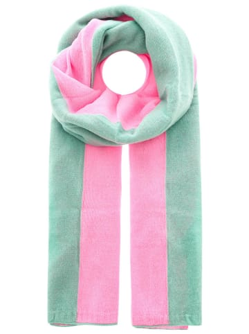 Zwillingsherz Kaschmir-Schal in Türkis/ Pink - (L)180 x (B)45 cm