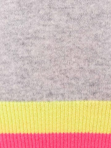 Zwillingsherz Kaschmir-Pullover in Hellgrau/ Pink/ Gelb
