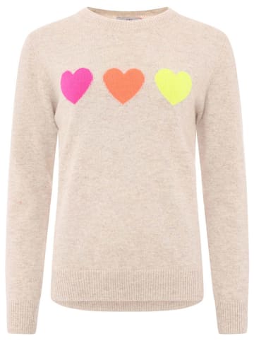 Zwillingsherz Kaszmirowy sweter "Hearts" w kolorze beżowym