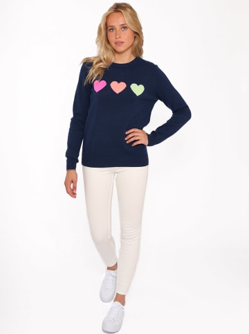 Zwillingsherz Kasjmieren trui "Herzen" donkerblauw
