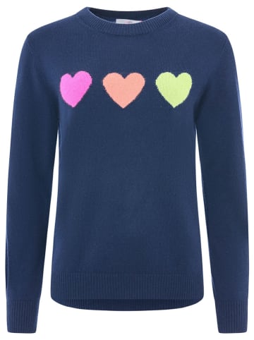 Zwillingsherz Kaschmir-Pullover "Herzen" in Dunkelblau