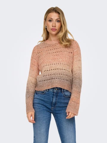 ONLY Sweter w kolorze jasnobrązowo-jasnoróżowym