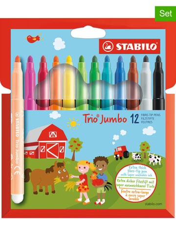 STABILO 2er-Set: Dicke-Filzstifte "STABILO Trio Jumbo" - 2 x 12 Stück