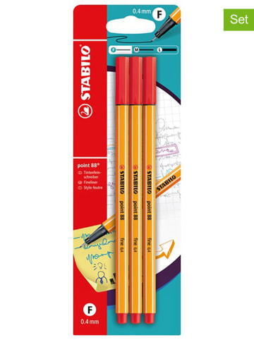 STABILO 2er-Set: Fineliner ''STABILO point 88'' in Rot - 2 x 3 Stück