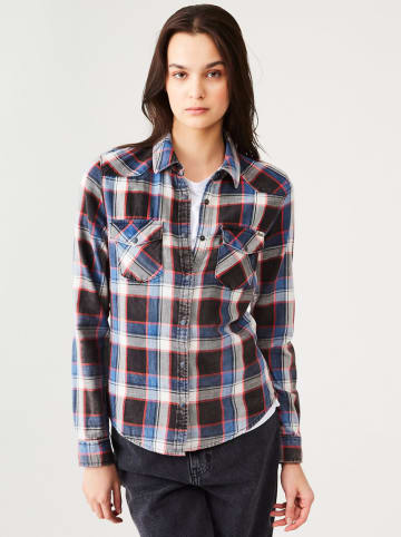 LTB Blouse antraciet/blauw/rood