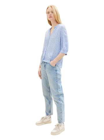 TOM TAILOR Denim Bluse in Hellblau/ Weiß