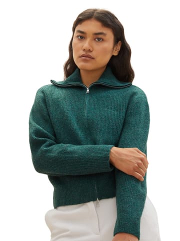 TOM TAILOR Denim Sweatjacke in Dunkelgrün