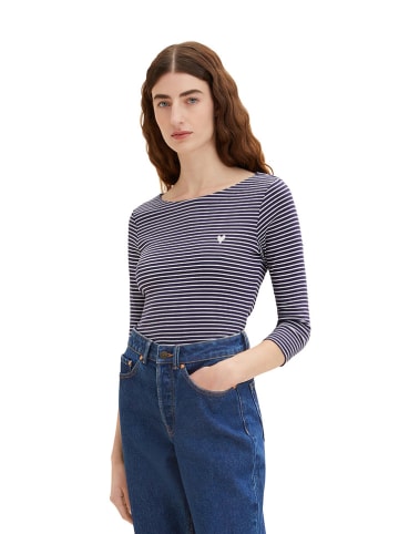 Tom Tailor Longsleeve donkerblauw/wit