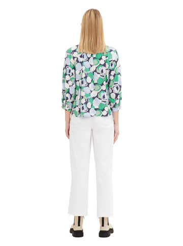 Tom Tailor Blouse groen/wit/donkerblauw