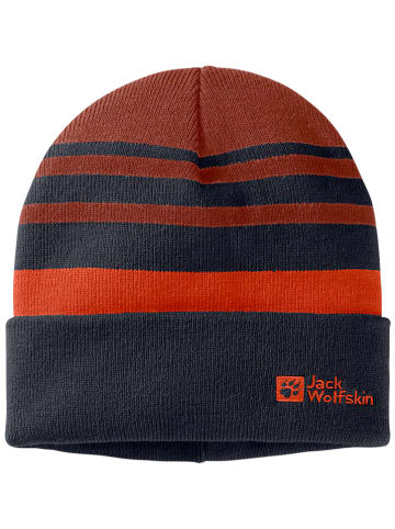 Jack Wolfskin Beanie "Stripy" in Dunkelblau/ Rot