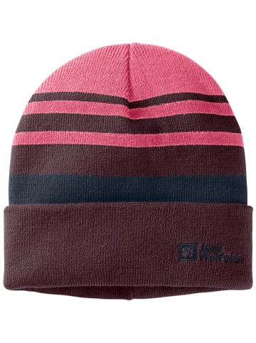 Jack Wolfskin Czapka beanie "Stripy" w kolorze czerwono-różowym