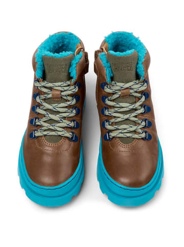 Camper Leder-Boots in Hellbraun/ Türkis