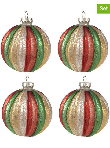 Clayre & Eef 4-delige set: kerstballen meerkleurig - Ø 8 cm