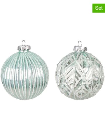 Clayre & Eef 2er-Set: Christbaumkugeln in Silber - Ø 8 cm