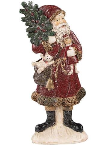 Clayre & Eef Decoratief figuur "Kerstman" rood/groen - (B)9 x (H)23 x (D)4 cm