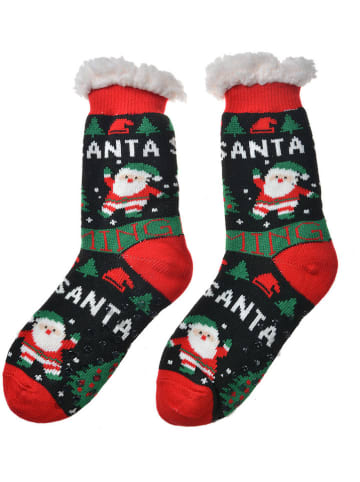 Clayre & Eef Socken in Rot/ Schwarz/ Weiß