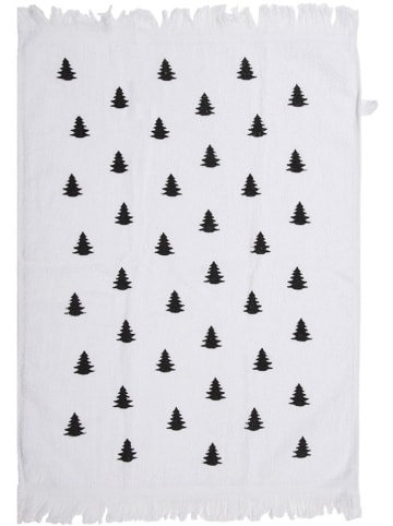 Clayre & Eef 2er-Set: Gästehandtücher in Weiß/ Schwarz - (L)66 x (B)40 cm