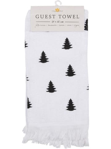 Clayre & Eef 2er-Set: Gästehandtücher in Weiß/ Schwarz - (L)66 x (B)40 cm