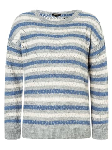 More & More Pullover in Grau/ Blau/ Weiß