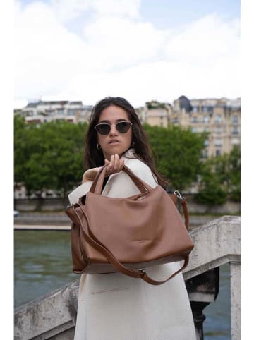 maison héritage PARIS Leder-Shopper "Emerald" in Hellbraun - (B)48 x (H)28 x (T)22 cm
