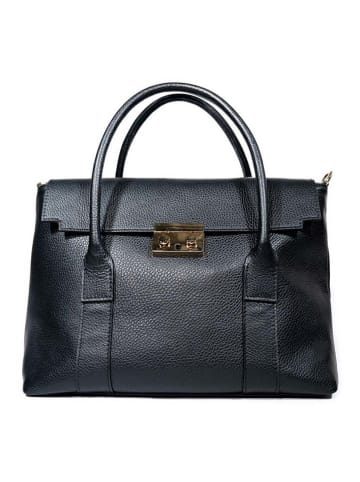 maison héritage PARIS Leder-Henkeltasche "Elara" in Schwarz - (B)36 x (H)26 x (T)12 cm
