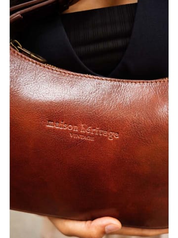 maison héritage PARIS Leder-Schultertasche "Titan" in Hellbraun - (B)26 x (H)17 x (T)7 cm
