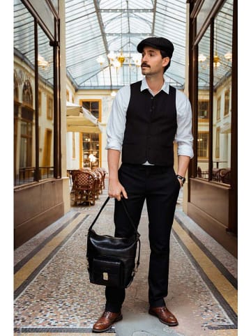 maison héritage PARIS Leder-Schultertasche "Alexis" in Schwarz - (B)32 x (H)32 x (T)9 cm