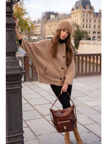 maison héritage PARIS Leder-Schultertasche "Alexis" in Braun - (B)32 x (H)32 x (T)9 cm