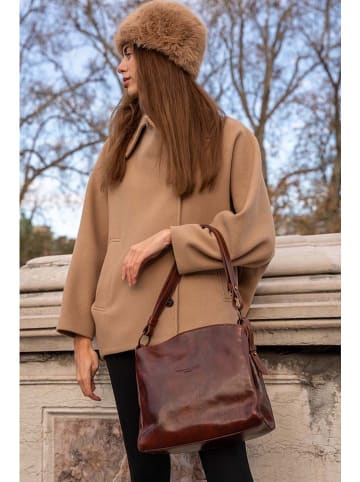 maison héritage PARIS Leder-Schultertasche "Malia" in Braun - (B)30 x (H)30 x (T)8 cm