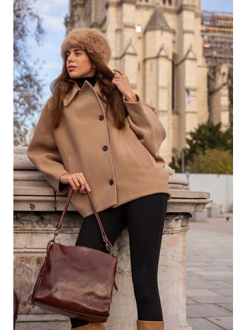 maison héritage PARIS Leder-Schultertasche "Malia" in Braun - (B)30 x (H)30 x (T)8 cm