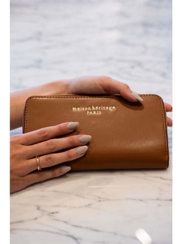 maison héritage PARIS Leder-Geldbörse "Pely Box" in Hellbraun - (B)20 x (H)11 cm
