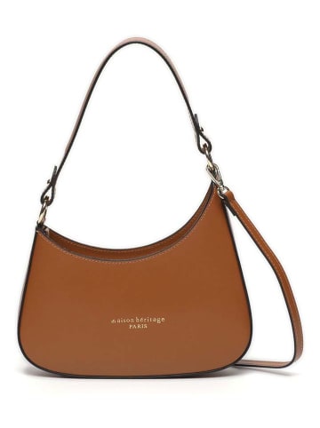 maison héritage PARIS Leder-Schultertasche "Aline" in Hellbraun - (B)27 x (H)21 x (T)6 cm