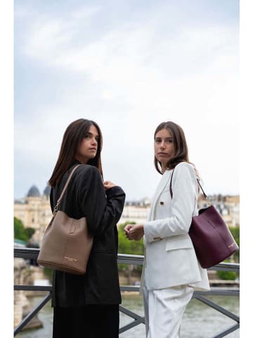 maison héritage PARIS Leder-Schultertasche "Bruna Graine" in Bordeaux - (B)26 x (H)23 x (T)16 cm