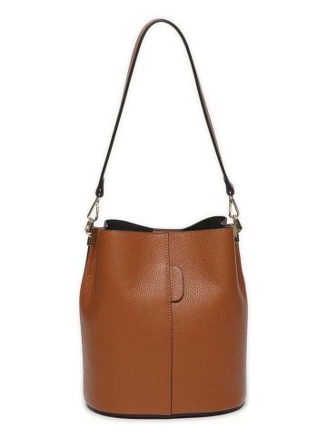 maison héritage PARIS Leder-Schultertasche "Bruna Graine" in Hellbraun - (B)26 x (H)23 x (T)16 cm