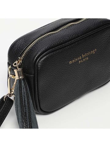 maison héritage PARIS Leder-Umhängetasche "Mini Gaby" in Schwarz - (B)28 x (H)22 x (T)8 cm