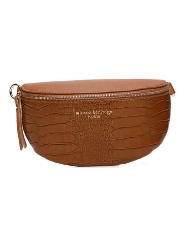 maison héritage PARIS Leren borstbuidel "Kimi Croco" lichtbruin - (B)28 x (H)15 x (D)5 cm